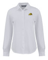 Bowie State Bulldogs Cutter & Buck Advantage Tri-Blend Eco Soft Pique Long Sleeve Knitted Womens Button Up White Mannequin Thumbnail Image