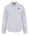 FSU Bobby Bowden Cutter & Buck Advantage Tri-Blend Eco Soft Pique Long Sleeve Knitted Womens Button Up White Mannequin Thumbnail Image