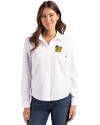 Baylor Sailor Bear College Vault Cutter & Buck Advantage Tri-Blend Eco Soft Pique Long Sleeve Knitted Womens Button Up White Front Thumbnail Image