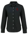 USC Trojans Cutter & Buck Advantage Tri-Blend Eco Soft Pique Long Sleeve Knitted Womens Button Up Black Mannequin Thumbnail Image