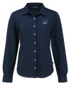 View image 3: New Hampshire Wildcats College Vault Cutter & Buck Advantage Recycled Cotton-Blend Pique Womens Long Sleeve Button Down Shirt Liberty Navy Mannequin