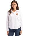 Syracuse Orange College Vault Cutter & Buck Advantage Tri-Blend Eco Soft Pique Long Sleeve Knitted Womens Button Up White Front Thumbnail Image