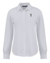 South Florida Bulls Swinging Rocky Cutter & Buck Advantage Tri-Blend Eco Soft Pique Long Sleeve Knitted Womens Button Up White Mannequin Thumbnail Image