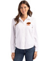 Oklahoma State Cowboys Alumni Cutter & Buck Advantage Tri-Blend Eco Soft Pique Long Sleeve Knitted Womens Button Up White Front Thumbnail Image