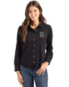 Dartmouth Big Green Cutter & Buck Advantage Tri-Blend Eco Soft Pique Long Sleeve Knitted Womens Button Up Black Front Thumbnail Image