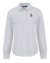 Oklahoma State Cowboys Wrestling Pete Cutter & Buck Advantage Tri-Blend Eco Soft Pique Long Sleeve Knitted Womens Button Up White Mannequin Thumbnail Image