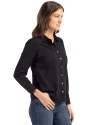 Florida State Seminoles Cutter & Buck Advantage Tri-Blend Eco Soft Pique Long Sleeve Knitted Womens Button Up Black Side Thumbnail Image