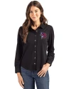 Buffalo Bisons Cutter & Buck Advantage Tri-Blend Eco Soft Pique Long Sleeve Knitted Womens Button Up Black Front Thumbnail Image