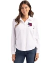 Buffalo Bisons Cutter & Buck Advantage Tri-Blend Eco Soft Pique Long Sleeve Knitted Womens Button Up White Front Thumbnail Image
