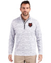 Arkansas State Red Wolves Cutter & Buck Traverse Stretch Eco Camo Print Quarter Zip Mens Pullover Charcoal Front Thumbnail Image