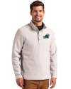 Tulane Green Wave Cutter & Buck Hunts Point Eco Textured Fleece Recycled Mens Snap Pullover Polished Medium Gray Front Thumbnail Image