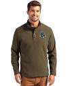 View image 10: Boston Red Sox Monochromatic Cutter & Buck Hunts Point Recycled Fleece Mens Hybrid Snap Placket Pullover Poplar Front