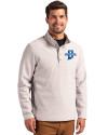 View image 4: Indiana State Sycamores Cutter & Buck Hunts Point Recycled Fleece Mens Hybrid Snap Placket Pullover Polished Medium Gray Front