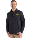 Bowie State Bulldogs Cutter & Buck Hunts Point Eco Textured Fleece Recycled Mens Snap Pullover Black Front Thumbnail Image