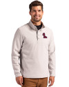 Ole Miss Rebels Cutter & Buck Hunts Point Eco Textured Fleece Recycled Mens Snap Pullover Polished Medium Gray Front Thumbnail Image