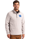 Kentucky Wildcats Cutter & Buck Hunts Point Eco Textured Fleece Recycled Mens Snap Pullover Polished Medium Gray Front Thumbnail Image