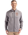 View image 4: Texas Longhorns SEC Cutter & Buck Peshastin Recycled Grid Fleece Mens Full Zip Jacket Elemental Grey Heather Front