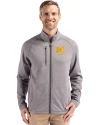 Michigan Wolverines Alumni Cutter & Buck Peshastin Fleece Recycled Mens Full Zip Jacket Elemental Grey Heather Front Thumbnail Image