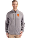 View image 1: Virginia Hoos College Vault Cutter & Buck Peshastin Recycled Grid Fleece Mens Full Zip Jacket Elemental Grey Heather Front