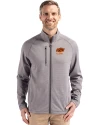 Oklahoma State Cowboys Alumni Cutter & Buck Peshastin Fleece Recycled Mens Full Zip Jacket Elemental Grey Heather Front Thumbnail Image