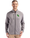 North Texas Mean Green Cutter & Buck Peshastin Fleece Recycled Mens Full Zip Jacket Elemental Grey Heather Front Thumbnail Image