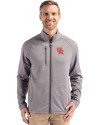 Houston Cougars Cutter & Buck Peshastin Fleece Recycled Mens Full Zip Jacket Elemental Grey Heather Front Thumbnail Image