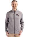 NC State Wolfpack College Vault Cutter & Buck Peshastin Fleece Recycled Mens Full Zip Jacket Elemental Grey Heather Front Thumbnail Image