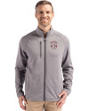 Oklahoma Sooners SEC Cutter & Buck Peshastin Fleece Recycled Mens Full Zip Jacket Elemental Grey Heather Front Thumbnail Image