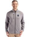 Howard Bison Cutter & Buck Peshastin Fleece Recycled Mens Full Zip Jacket Elemental Grey Heather Front Thumbnail Image