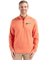 Florida A&M Rattlers Cutter & Buck Peshastin Fleece Recycled Mens Half Zip Pullover College Orange Heather Front Thumbnail Image