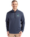 Citadel Bulldogs Vintage Cutter & Buck Peshastin Fleece Recycled Mens Half Zip Pullover Navy Blue Heather Front Thumbnail Image