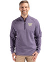 View image 4: Washington Huskies Cutter & Buck Peshastin Recycled Grid Fleece Mens Half Zip Pullover College Purple Heather Front