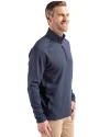 North Carolina Tar Heels College Vault Cutter & Buck Peshastin Fleece Recycled Mens Half Zip Pullover Navy Blue Heather Side Thumbnail Image