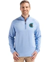 View image 1: Charlotte Knights Cutter & Buck Peshastin Recycled Grid Fleece Mens Half Zip Pullover Atlas Heather Front