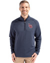 Louisville Bats Cutter & Buck Peshastin Fleece Recycled Mens Half Zip Pullover Navy Blue Heather Front Thumbnail Image