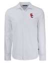 USC Trojans Cutter & Buck Advantage Tri-Blend Eco Soft Pique Long Sleeve Knitted Mens Button Up White Mannequin Thumbnail Image
