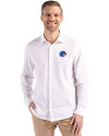 Boise State Broncos Cutter & Buck Advantage Tri-Blend Eco Soft Pique Long Sleeve Knitted Mens Button Up White Front Thumbnail Image