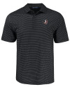 Florida State Seminoles Cutter & Buck Pike Eco Shadow Check Print Recycled Mens Polo Black Mannequin Thumbnail Image