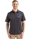 Memphis Tigers Cutter & Buck Pike Eco Shadow Check Print Recycled Mens Polo Black Front Thumbnail Image