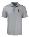 USC Trojans Cutter & Buck Pike Eco Shadow Check Print Recycled Mens Polo Polished Medium Gray Mannequin Thumbnail Image