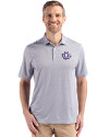 Texas Christian Horned Frogs College Vault Cutter & Buck Pike Eco Diamond Dot Print Recycled Mens Polo Black Front Thumbnail Image