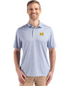 Michigan Wolverines Cutter & Buck Pike Eco Diamond Dot Print Recycled Mens Polo Navy Blue Front Thumbnail Image