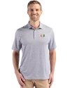 Miami Hurricanes Cutter & Buck Pike Eco Diamond Dot Print Recycled Mens Polo Black Front Thumbnail Image
