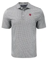 Nebraska Cornhuskers College Vault Cutter & Buck Pike Eco Diamond Dot Print Recycled Mens Polo Black Mannequin Thumbnail Image