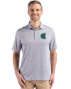Charlotte Knights Cutter & Buck Pike Eco Diamond Dot Print Recycled Mens Polo Black Front Thumbnail Image