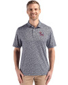 Clemson Tigers College Vault Cutter & Buck Pike Eco Flora Print Recycled Mens Polo Black Front Thumbnail Image