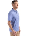 SMU Mustangs Cutter & Buck Pike Eco Flora Print Recycled Mens Polo Chelan Blue Side Thumbnail Image