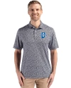 Indiana State Sycamores Cutter & Buck Pike Eco Flora Print Recycled Mens Polo Black Front Thumbnail Image