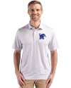Memphis Tigers Cutter & Buck Pike Eco Flora Print Recycled Mens Polo Polished Medium Gray Front Thumbnail Image