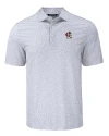 Louisville Cardinals College Vault Cutter & Buck Pike Eco Flora Print Recycled Mens Polo Polished Medium Gray Mannequin Thumbnail Image